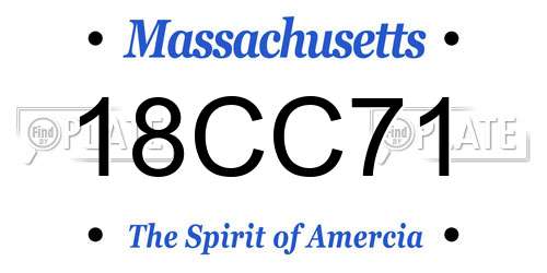 18CC71 Massachusetts License Plate