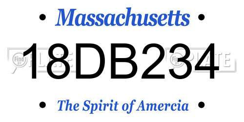 18DB234 Massachusetts License Plate