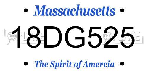 18DG525 Massachusetts License Plate