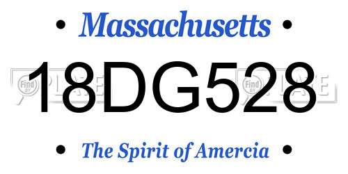 18DG528 Massachusetts License Plate