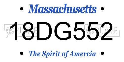 18DG552 Massachusetts License Plate