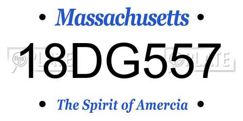 18DG557 Massachusetts License Plate