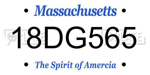 18DG565 Massachusetts License Plate