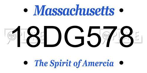 18DG578 Massachusetts License Plate