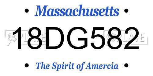 18DG582 Massachusetts License Plate