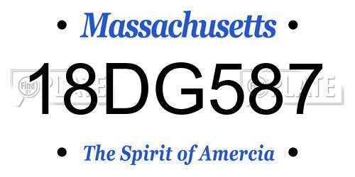 18DG587 Massachusetts License Plate