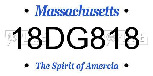 18DG818 Massachusetts License Plate