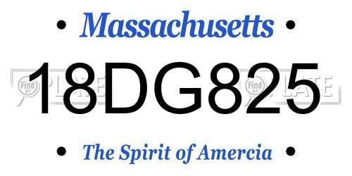 18DG825 Massachusetts License Plate