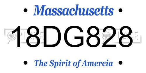 18DG828 Massachusetts License Plate