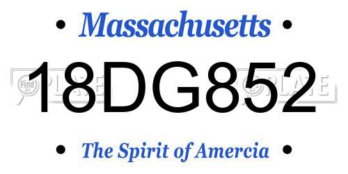 18DG852 Massachusetts License Plate