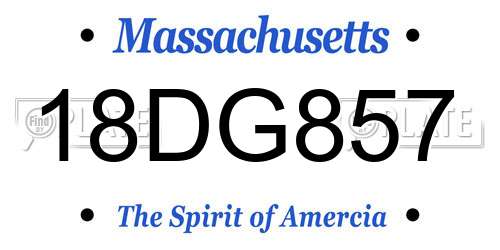18DG857 Massachusetts License Plate