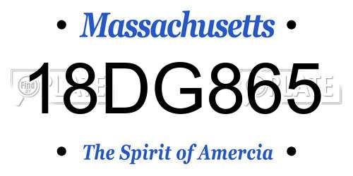 18DG865 Massachusetts License Plate