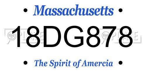 18DG878 Massachusetts License Plate