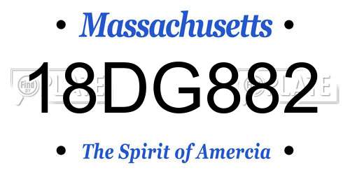 18DG882 Massachusetts License Plate