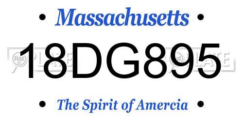 18DG895 Massachusetts License Plate