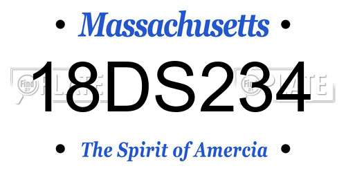 18DS234 Massachusetts License Plate