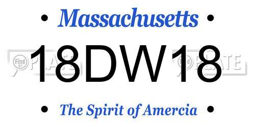 18DW18 Massachusetts License Plate