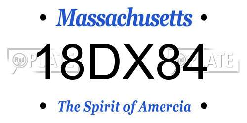 18DX84 Massachusetts License Plate