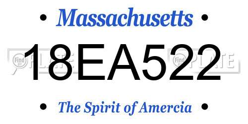 18EA522 Massachusetts License Plate