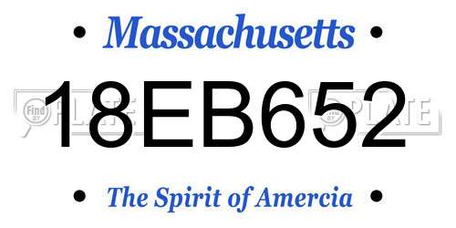 18EB652 Massachusetts License Plate