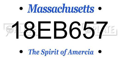18EB657 Massachusetts License Plate