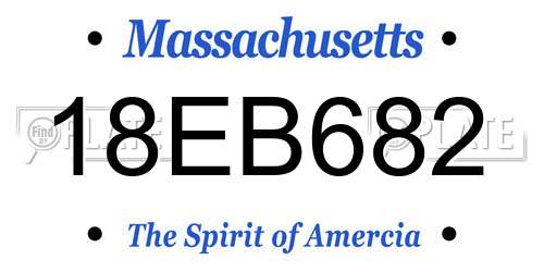 18EB682 Massachusetts License Plate