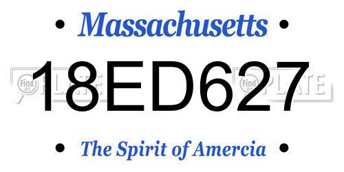 18ED627 Massachusetts License Plate
