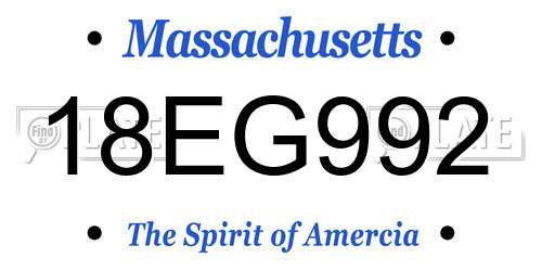 18EG992 Massachusetts License Plate