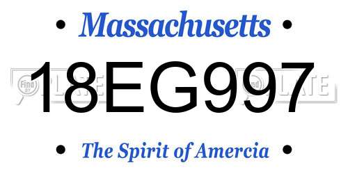 18EG997 Massachusetts License Plate