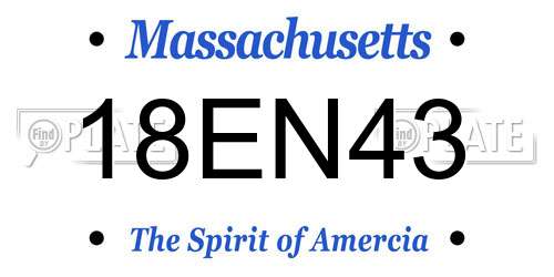18EN43 Massachusetts License Plate