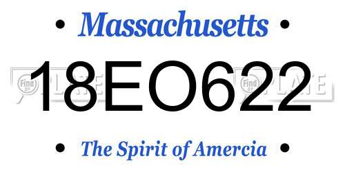 18EO622 Massachusetts License Plate