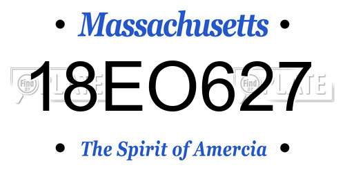 18EO627 Massachusetts License Plate