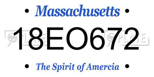 18EO672 Massachusetts License Plate