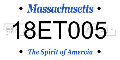 18ET005 Massachusetts License Plate