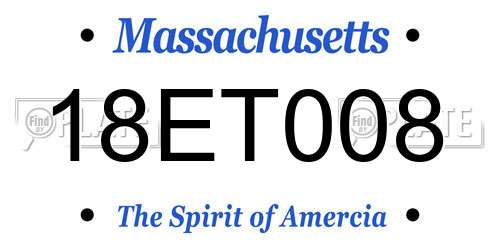 18ET008 Massachusetts License Plate