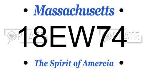 18EW74 Massachusetts License Plate