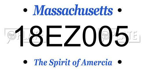 18EZ005 Massachusetts License Plate