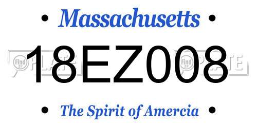 18EZ008 Massachusetts License Plate