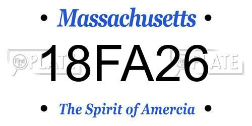 18FA26 Massachusetts License Plate