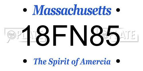 18FN85 Massachusetts License Plate