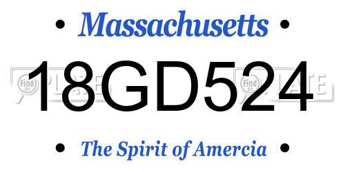18GD524 Massachusetts License Plate