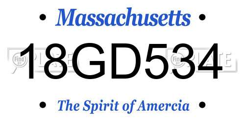 18GD534 Massachusetts License Plate