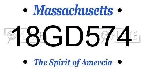 18GD574 Massachusetts License Plate