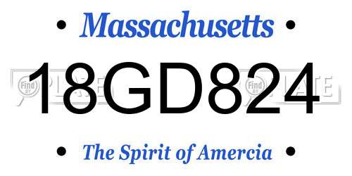 18GD824 Massachusetts License Plate