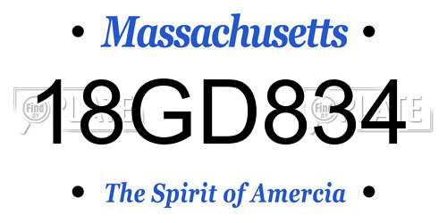 18GD834 Massachusetts License Plate