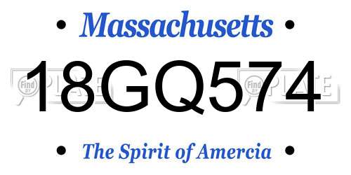 18GQ574 Massachusetts License Plate