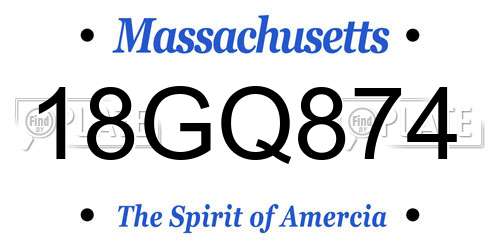 18GQ874 Massachusetts License Plate