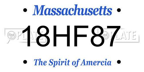 18HF87 Massachusetts License Plate