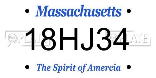 18HJ34 Massachusetts License Plate