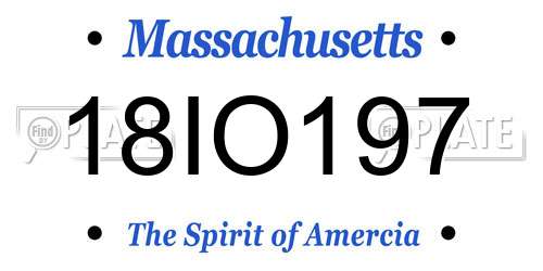 18IO197 Massachusetts License Plate